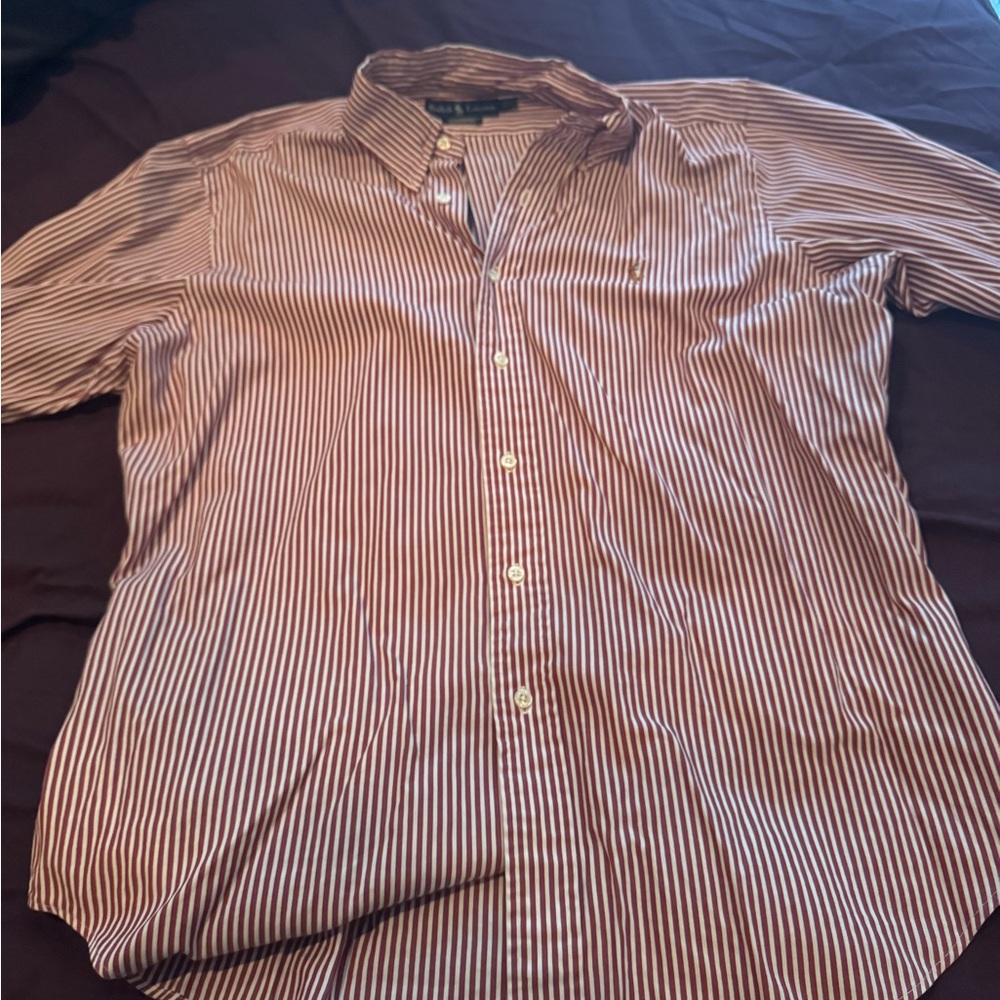 Ralph Lauren Red and White Casual Button Down Shirt